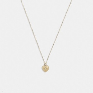 Coach 14 K Gold Heart Pendant Necklace Sieraden Dames Goud | DW6897143