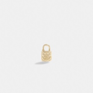 Coach 14 K Gold Quilted Signature Padlock Single Stud Earring Sieraden Dames Goud | UR0362458