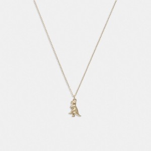 Coach 14 K Gold Rexy Pendant Necklace Sieraden Dames Goud | FJ0347856