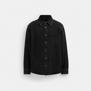 Coach Black Denim Shirt In Organic Cotton Topjes Heren Zwart | JK3920157