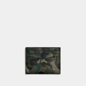 Coach Card Case With Camo Print Kaartenhoes Heren Groen Blauw | BV3247061