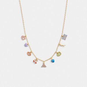 Coach Cherry And Heart Charm Necklace Sieraden Dames Goud Gekleurd | MO7082316