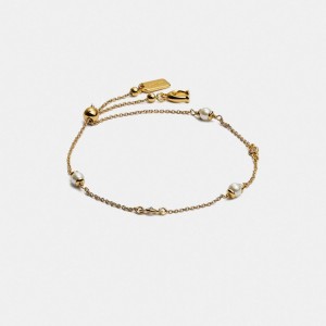 Coach Classic Crystal Pearl Slider Bracelet Sieraden Dames Goud | VX9034658