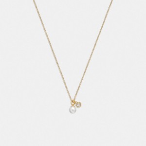 Coach Classic Pearl Pendant Necklace Sieraden Dames Goud | UL5038162