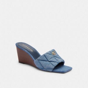 Coach Emma Wedge With Quilting Sandalen Dames Indigo Blauw | QK3072184