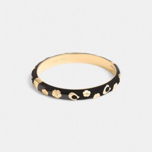 Coach Enamel Signature Floral Bangle Sieraden Dames Goud Zwart | GV4215036