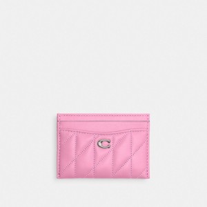 Coach Essential Card Case With Pillow Quilting Kaartenhoes Dames Zilver Roze | IV0618279