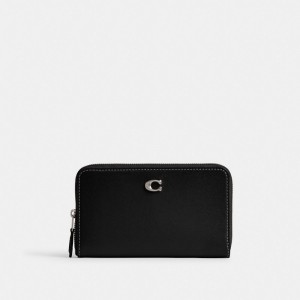 Coach Essential Medium Zip Around Wallet Grote Portefeuille Dames Zilver Zwart | PO6915827