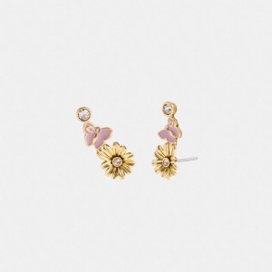 Coach Garden Charms Stud Earrings Sieraden Dames Goud Gekleurd | LO4578139