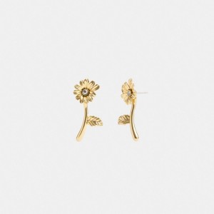 Coach Garden Flower Stem Stud Earrings Sieraden Dames Goud | HX2536089