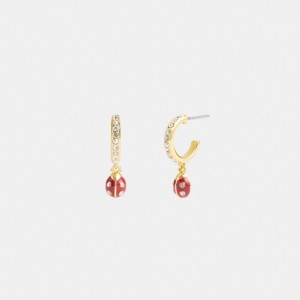 Coach Garden Ladybug Drop Earrings Sieraden Dames Goud Gekleurd | HV8349017