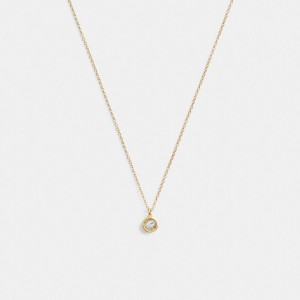 Coach Halo Round Pendant Necklace Sieraden Dames Goud | UJ0946238