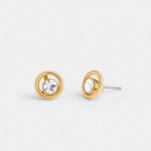 Coach Halo Round Stud Earrings Sieraden Dames Goud | ZX3950678