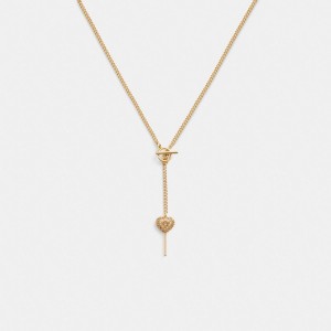 Coach Heart Lollipop Lariat Necklace Sieraden Dames Goud | RB9317048