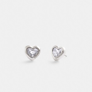 Coach Heart Stud Earrings Sieraden Dames Zilver | MN0518647