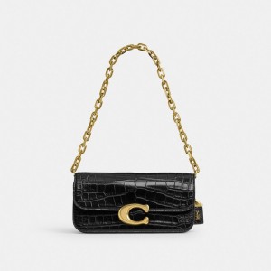 Coach Idol Bag 23 In Alligator Schoudertassen Dames Zwart | IE9463758