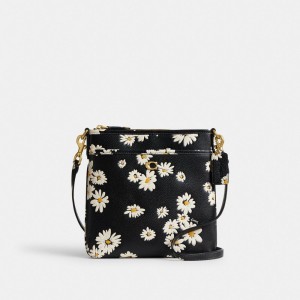 Coach Kitt Messenger Crossbody Bag With Floral Print Crossbodytassen Dames Zwart Gekleurd | LJ8492603