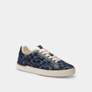 Coach Lowline Low Top Sneaker In Signature Denim Sneakers Heren Blauw | HJ0237815