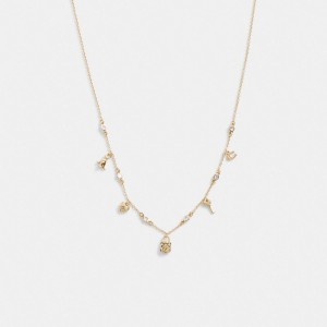 Coach Mini Iconic Charm Necklace Sieraden Dames Goud | WS6158432