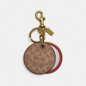 Coach Mirror Bag Charm In Signature Canvas Sieraden Dames Bruin Rood | PO8075439