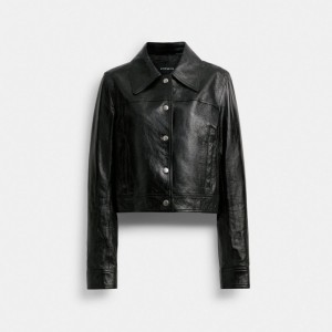 Coach Patent Leather Jacket Jassen Dames Zwart | QX7186450