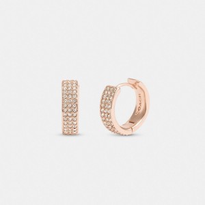 Coach Pave Huggie Earrings Sieraden Dames Roze Goud | AI8095276