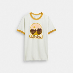 Coach Roadside Ringer T Shirt Topjes Heren Wit | BL6852970