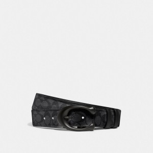 Coach Sculpted C Buckle Cut To Size Reversible Belt, 40 Mm Riemen Heren Zwart Grijs | QH1492356