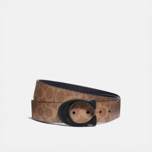 Coach Signature Buckle Cut To Size Reversible Belt, 38 Mm Riemen Heren Khaki Zwart | CZ1978452