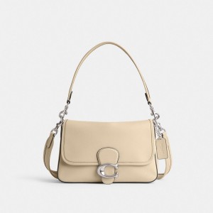 Coach Soft Tabby Shoulder Bag Schoudertassen Dames Zilver Wit | SN6237815