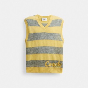 Coach Sweater Vest Topjes Heren Geel Gekleurd | VR9507382