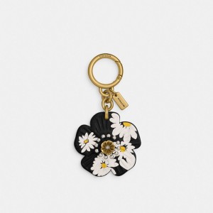 Coach Tea Rose Bag Charm With Floral Print Sieraden Dames Zwart Gekleurd | QB3297816