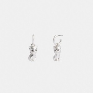 Coach The Lil Nas X Drop Cat Huggie Earrings Sieraden Dames Zilver | CV7643158