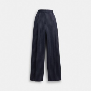 Coach Wide Leg Trousers Broek Dames Donkerblauw Wit | AI3645971