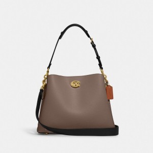 Coach Willow Shoulder Bag In Colorblock Schoudertassen Dames Donkergrijs | IJ3921754