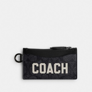 Coach Zip Card Case In Signature Canvas With Graphic Kaartenhoes Heren Grijs Gekleurd | QR0254369