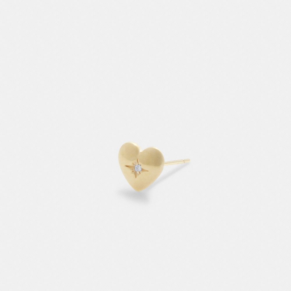 Coach 14 K Gold Heart Single Stud Earring Sieraden Dames Goud | YZ5698410