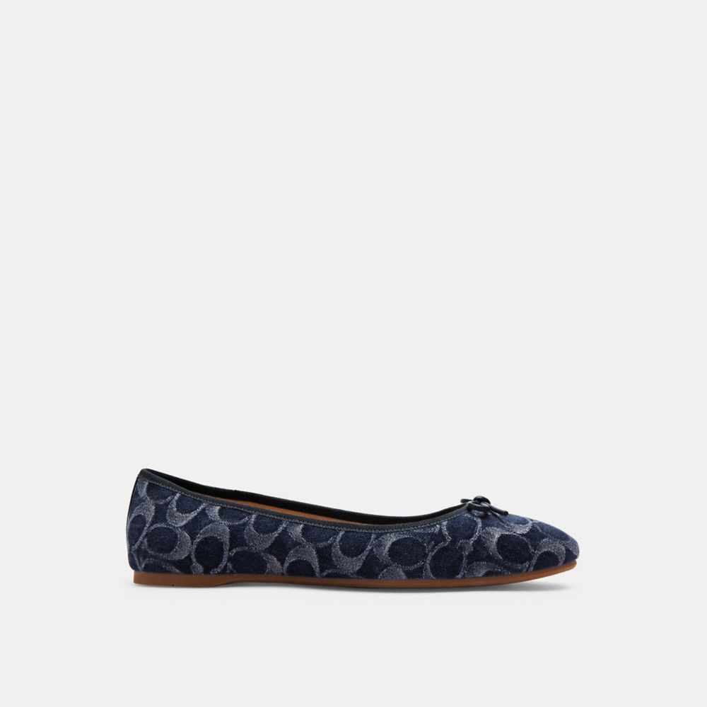 Coach Abigail Flat In Signature Denim Platte Schoenen Dames Blauw | TB6954017