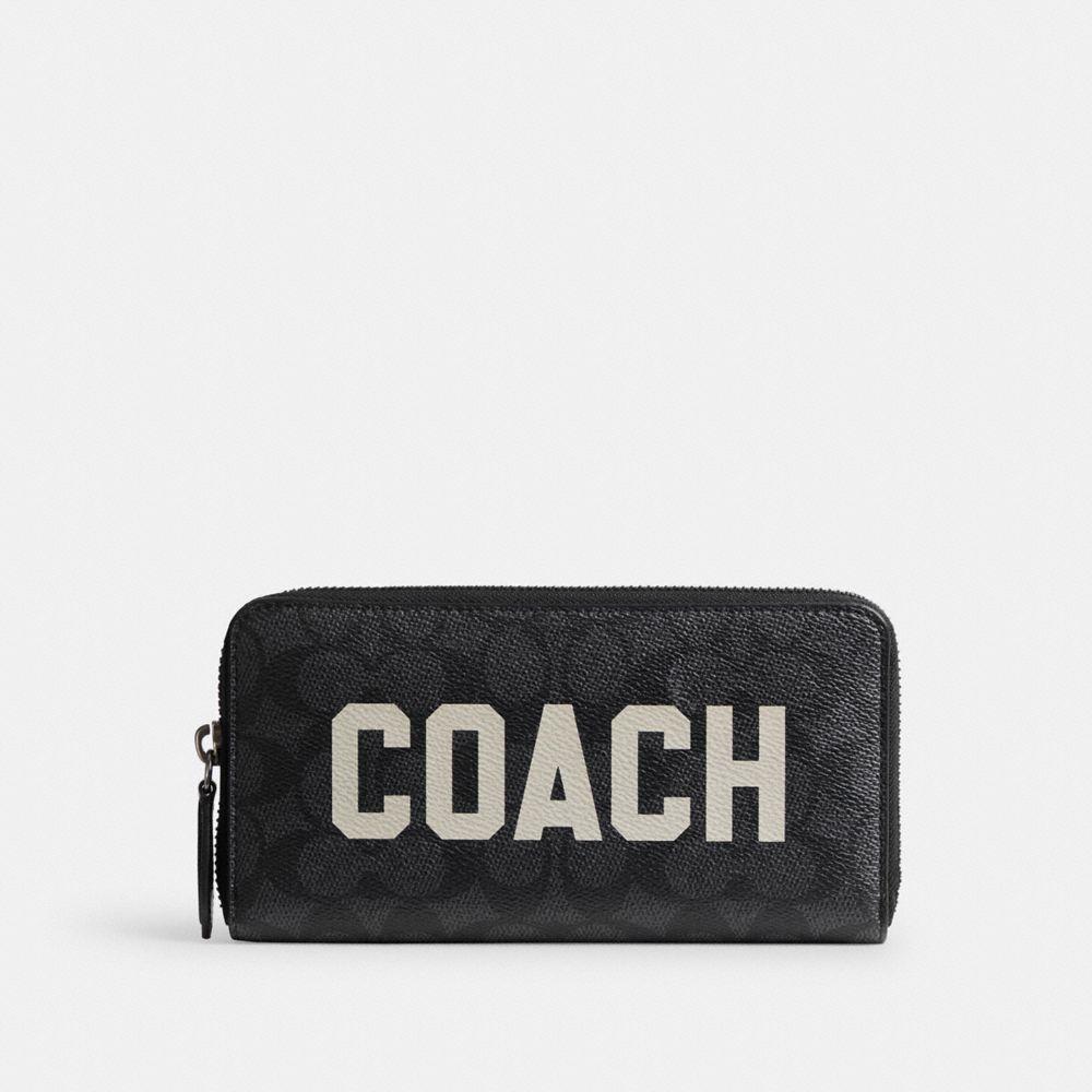 Coach Accordion Wallet In Signature Canvas With Graphic Grote Portefeuille Heren Grijs Gekleurd | GR8710532