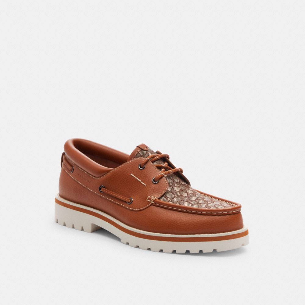 Coach Benson Boat Shoe In Signature Jacquard Loafers Heren Gekleurd | WS1240573