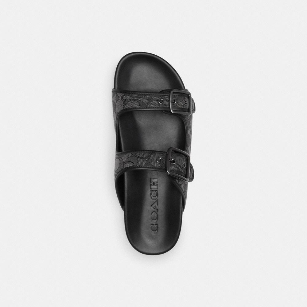 Coach Buckle Strap Sandal In Signature Jacquard Sandalen Heren Zwart | UV8046321