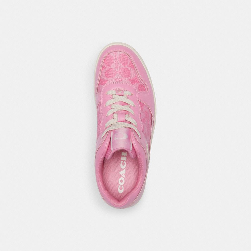 Coach C201 Low Top Sneaker In Signature Canvas Sneakers Dames Roze | HD9612308