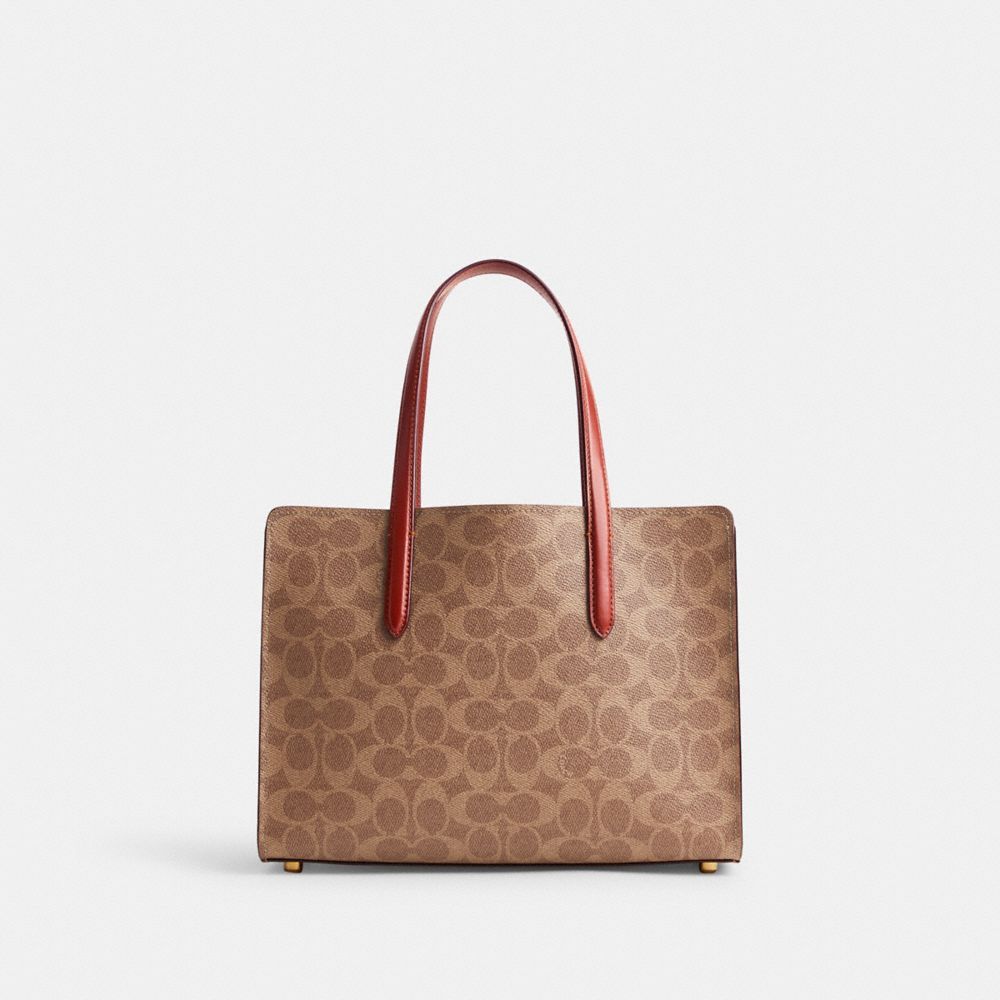 Coach Carter Carryall Bag 28 In Signature Canvas Handtas Dames Bruin Rood | OX5729316