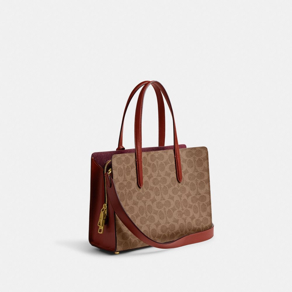 Coach Carter Carryall Bag 28 In Signature Canvas Handtas Dames Bruin Rood | OX5729316