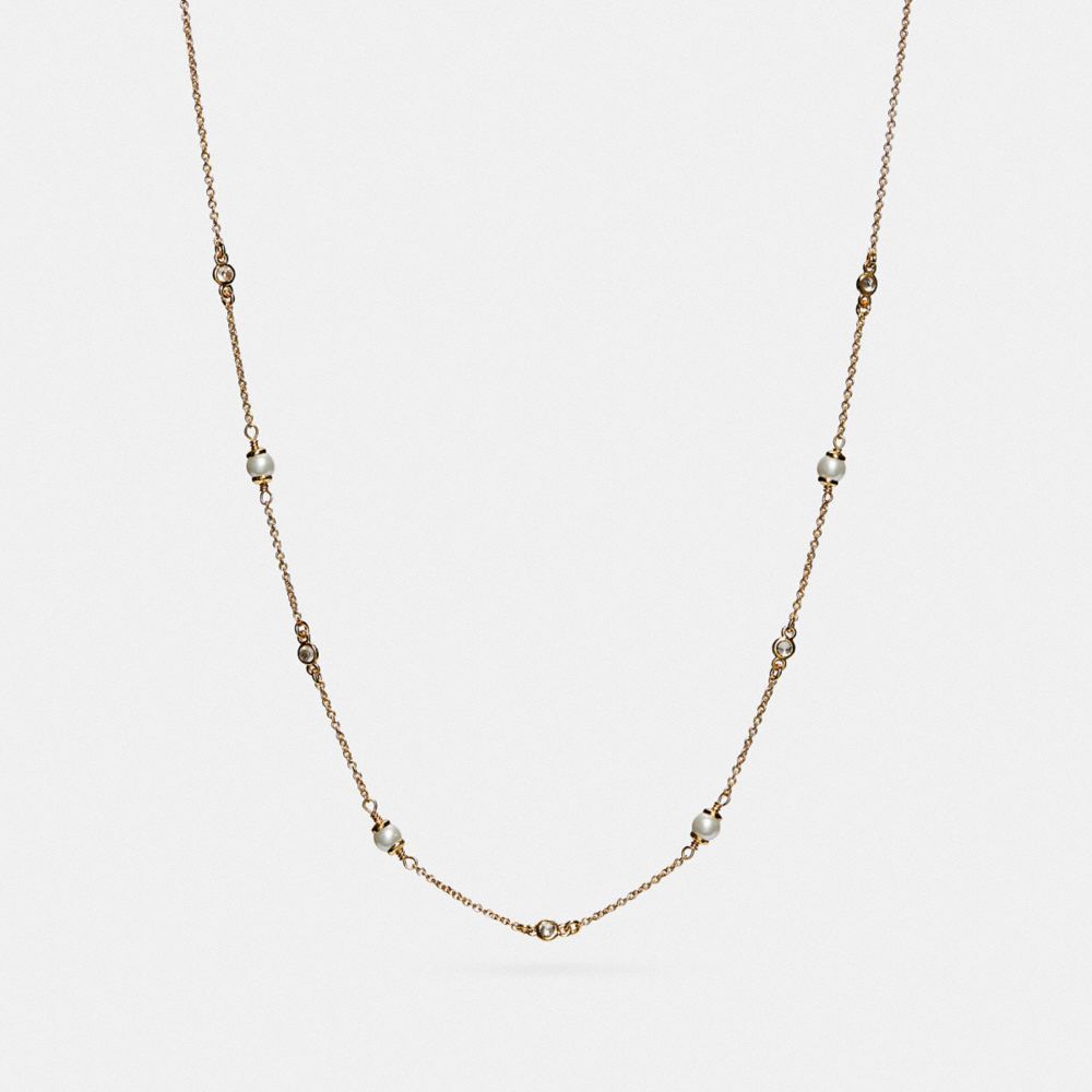 Coach Classic Crystal Pearl Necklace Sieraden Dames Goud | FZ3195807