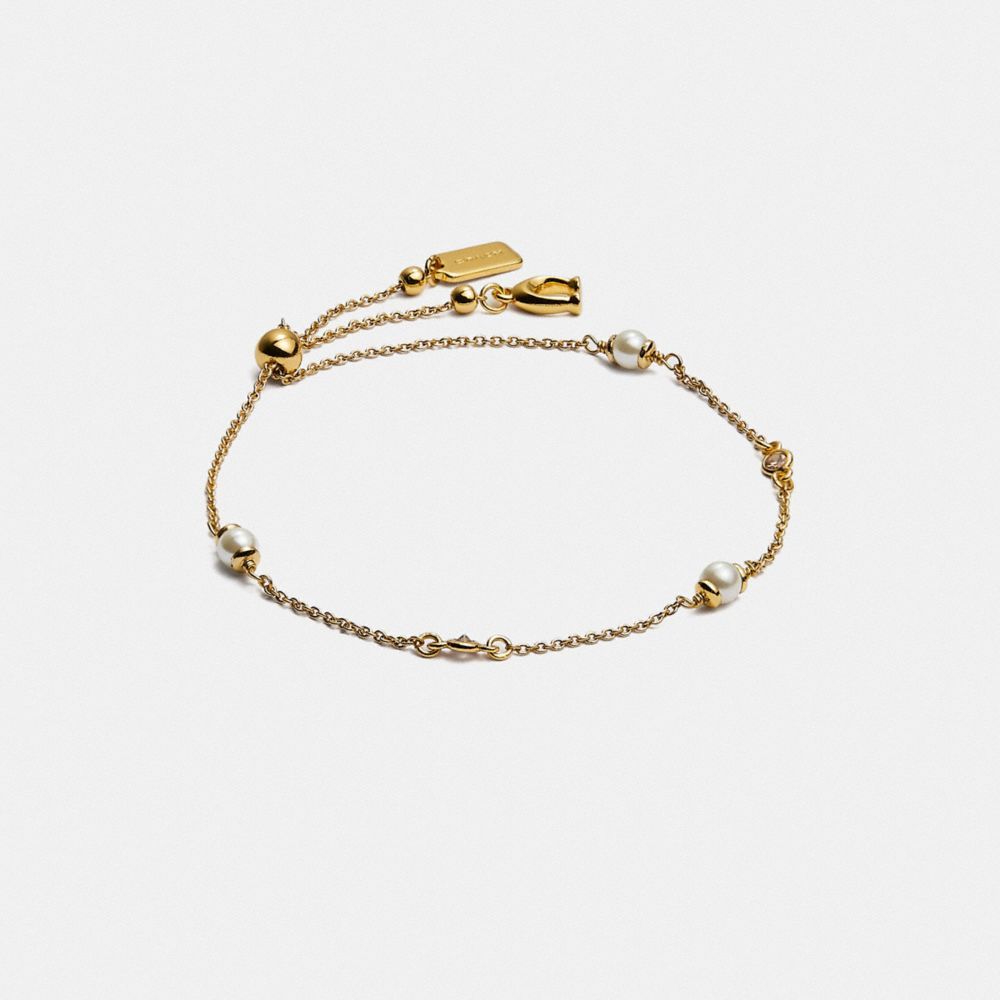 Coach Classic Crystal Pearl Slider Bracelet Sieraden Dames Goud | VX9034658