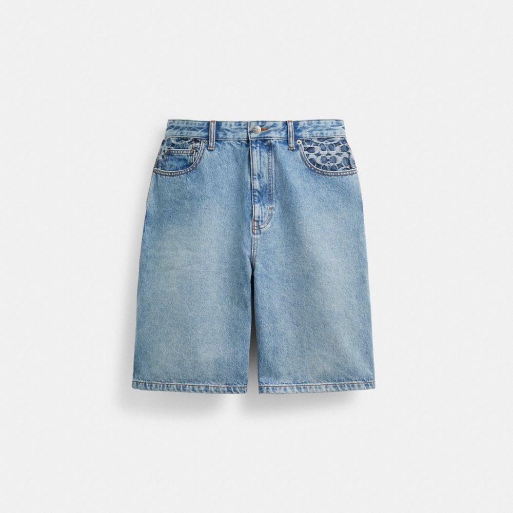 Coach Denim Shorts Broek Heren Lichtlichtturkoois | NV9857302