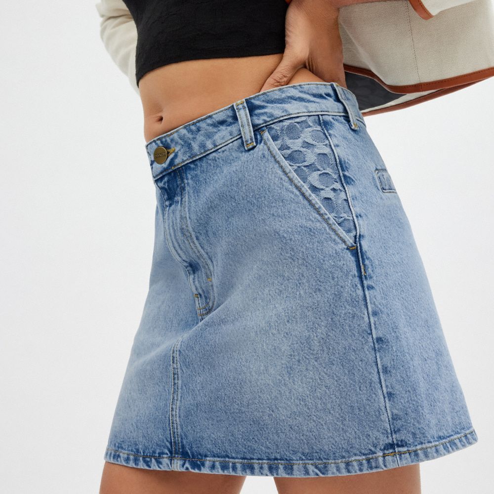 Coach Denim Skirt Broek Dames Blauw | DH4537810