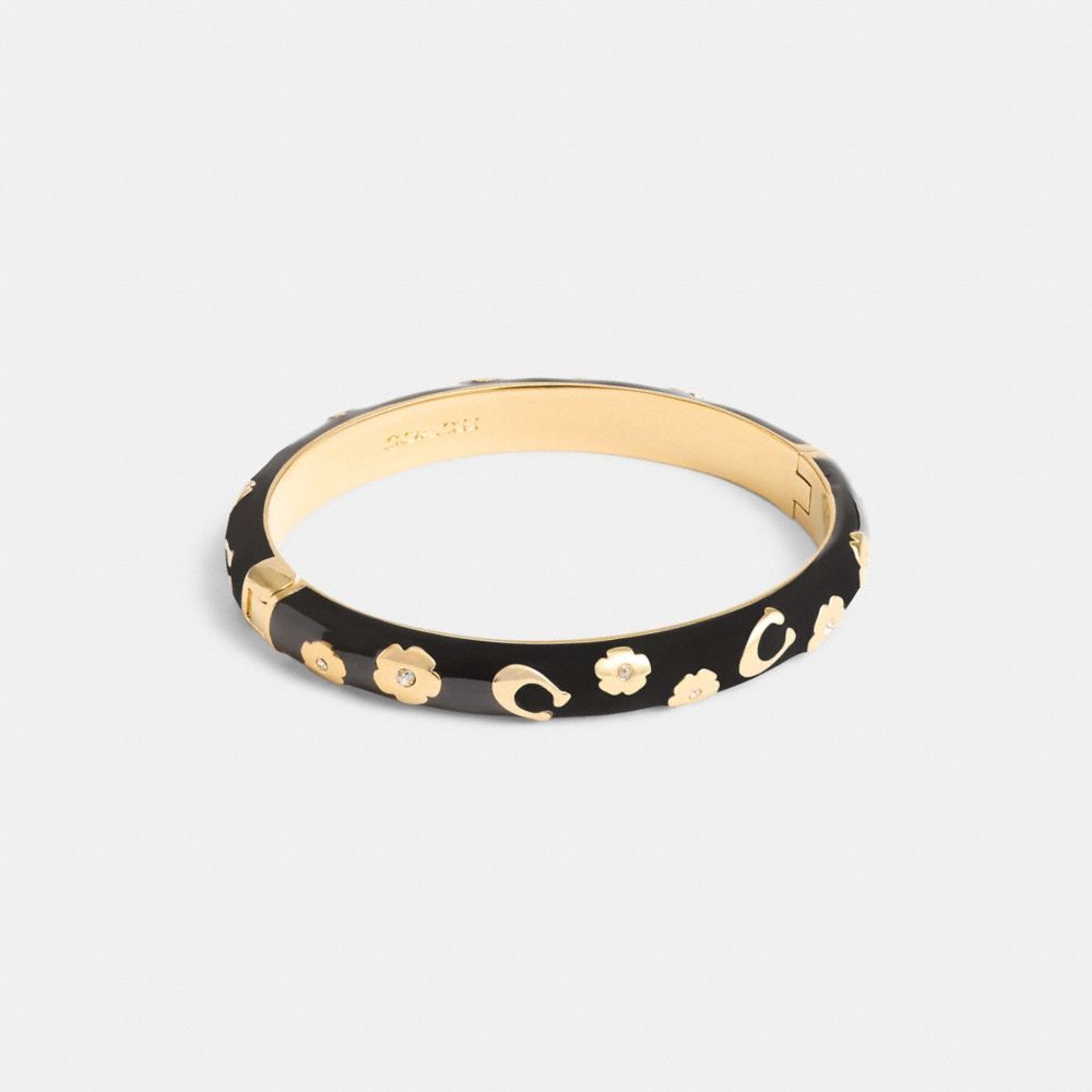 Coach Enamel Signature Floral Bangle Sieraden Dames Goud Zwart | GV4215036