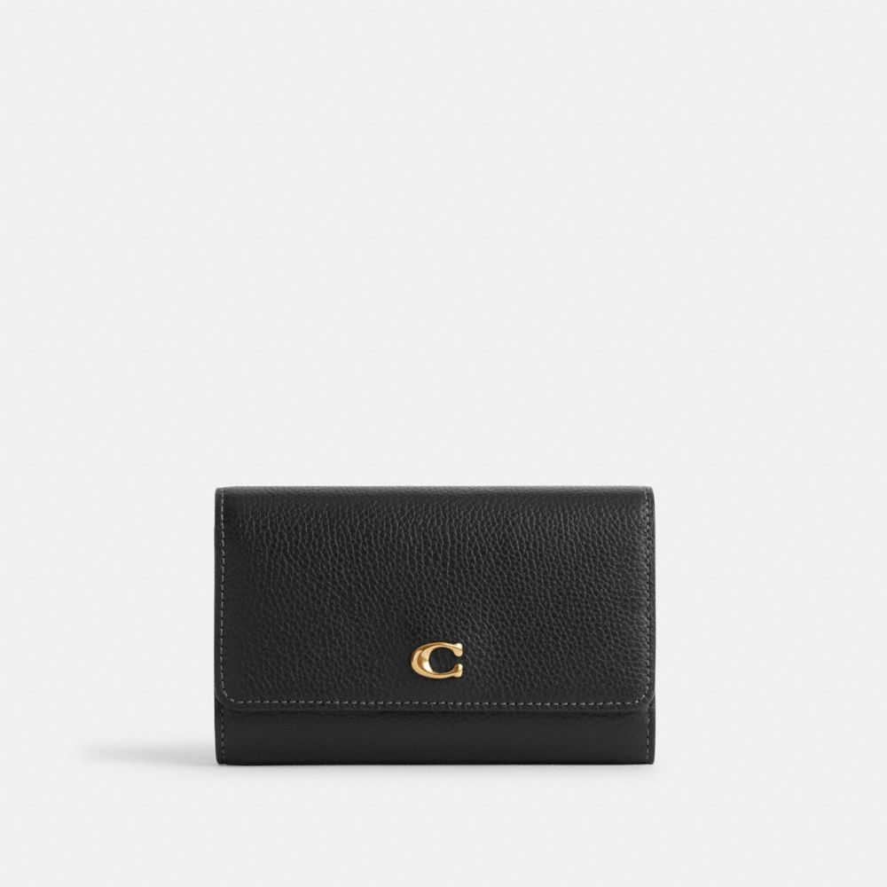 Coach Essential Medium Flap Wallet Grote Portefeuille Dames Zwart | OF2741906